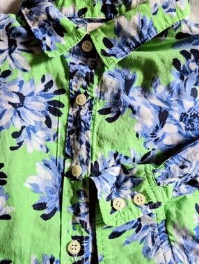 JCREW Classic Fit Floral Button-Up Shirt in Green and Blue - L